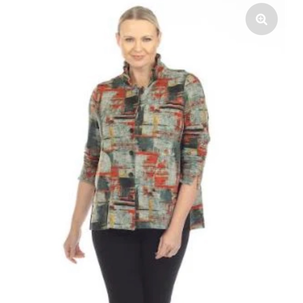 Terra Apparel Women's A-Line Blazer Small Abstract  | Made in Spain I Side Slits